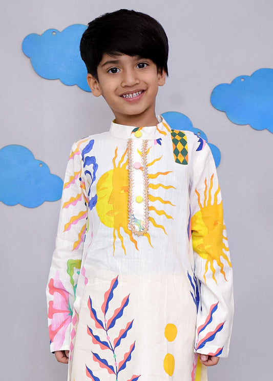 White cotton Kurta & Pajama Set