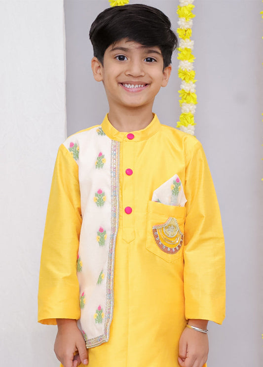 Yellow cotton Kurta & Pajama Set