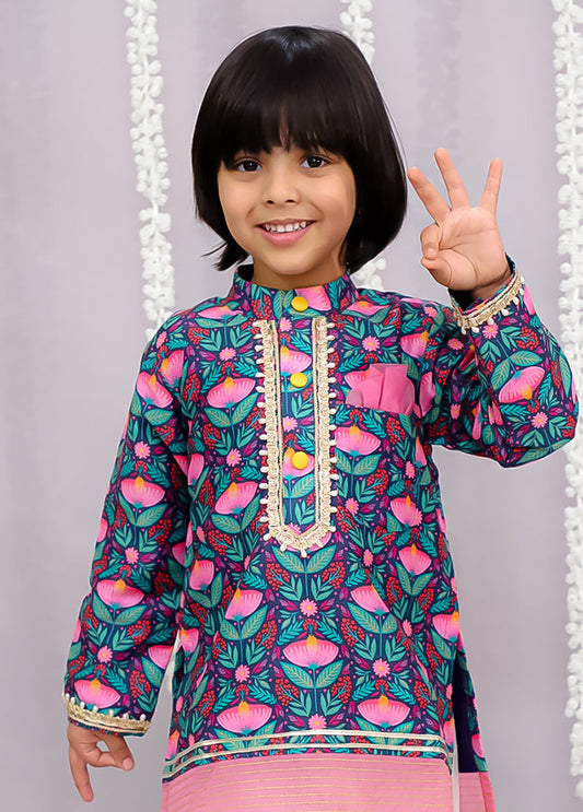 Purple Silk Kurta & Pajama Set