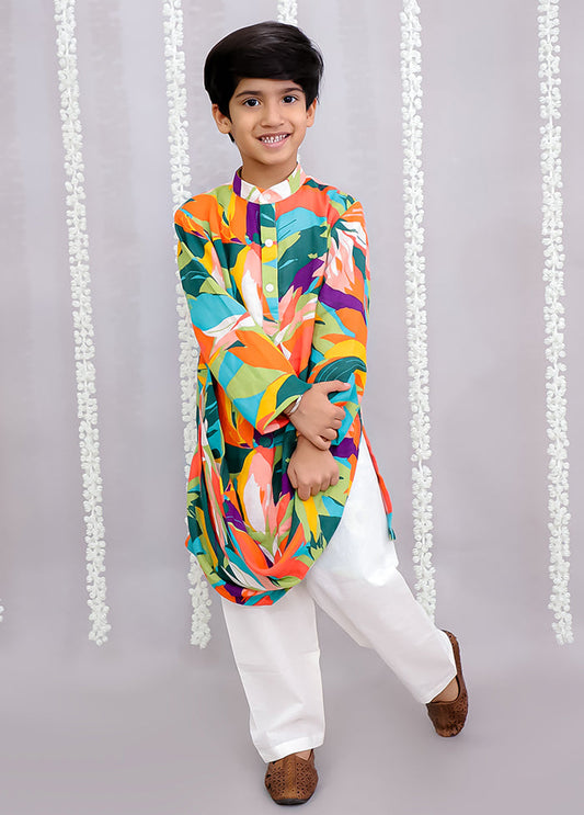 Multicolor cotton Kurta & Pajama Set