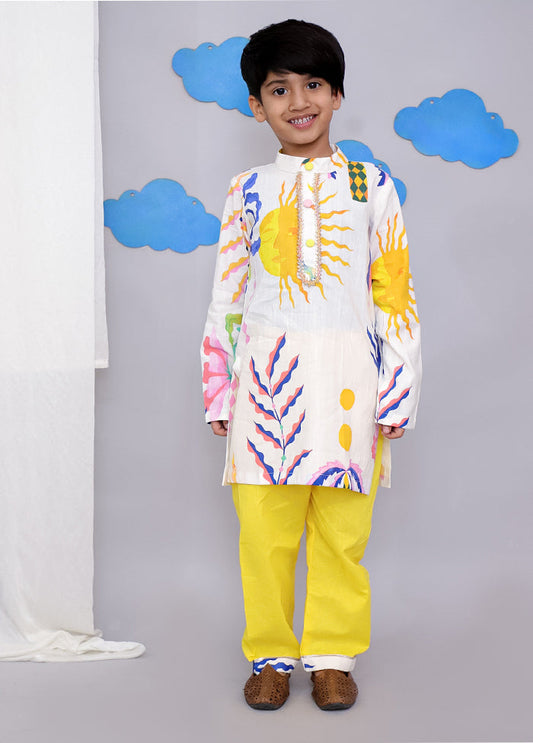 White cotton Kurta & Pajama Set