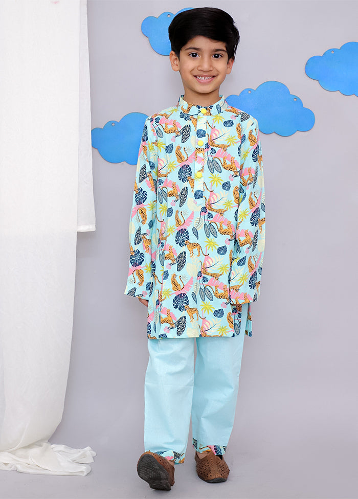 Green cotton Kurta & Pajama Set