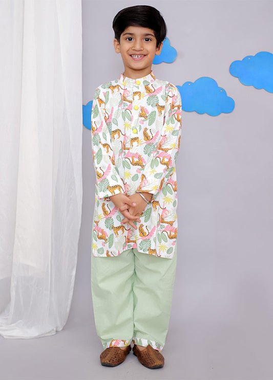 Cream cotton Kurta & Pajama Set