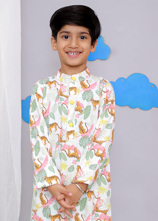 Cream cotton Kurta & Pajama Set