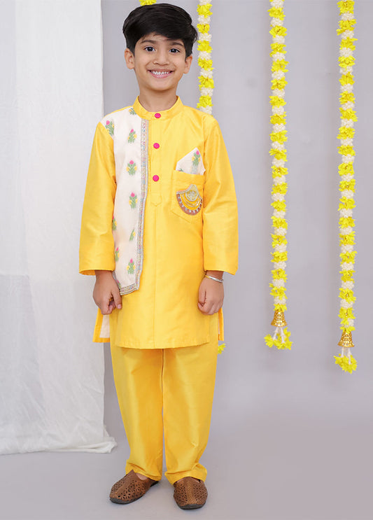 Yellow cotton Kurta & Pajama Set