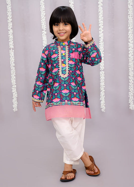 Purple Silk Kurta & Pajama Set