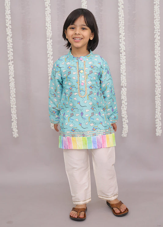 Blue Silk Kurta & Pajama Set