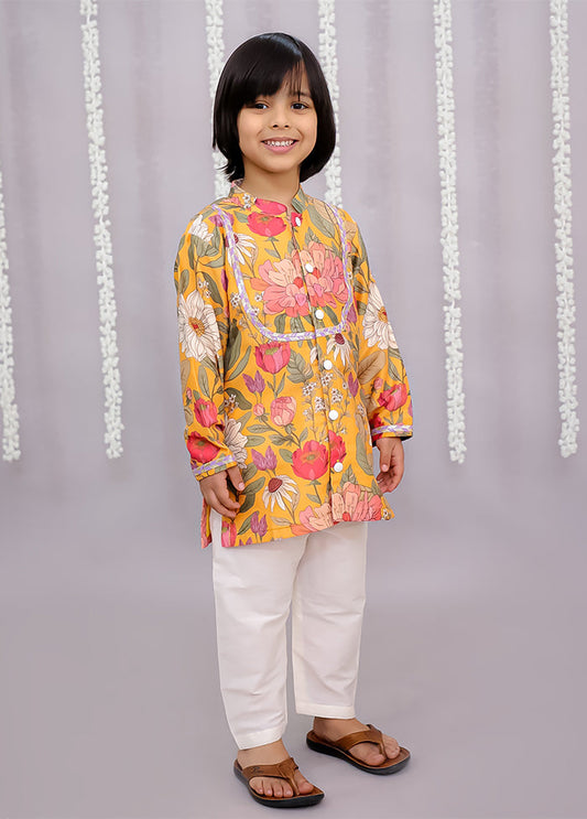 Multicolor Silk Kurta & Pajama Set