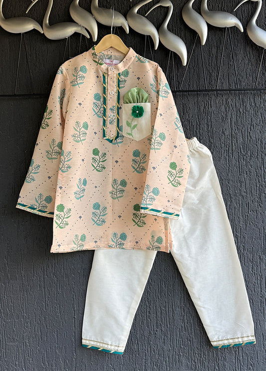 Cream Silk Kurta & Pajama Set