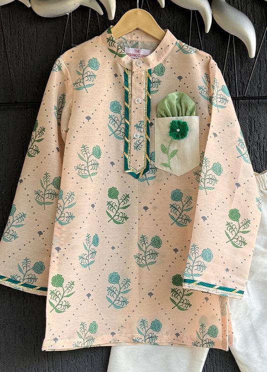 Cream Silk Kurta & Pajama Set