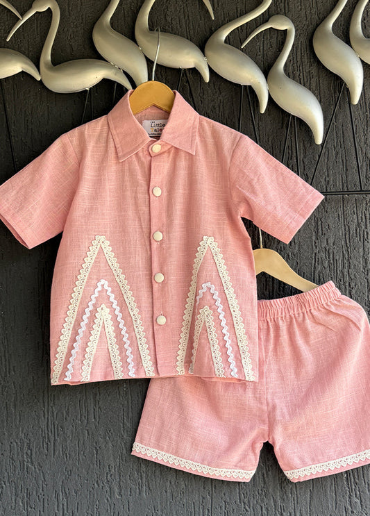 Pink cotton Cord set