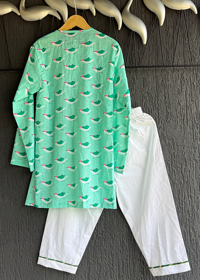 Green cotton Kurta & Pajama Set