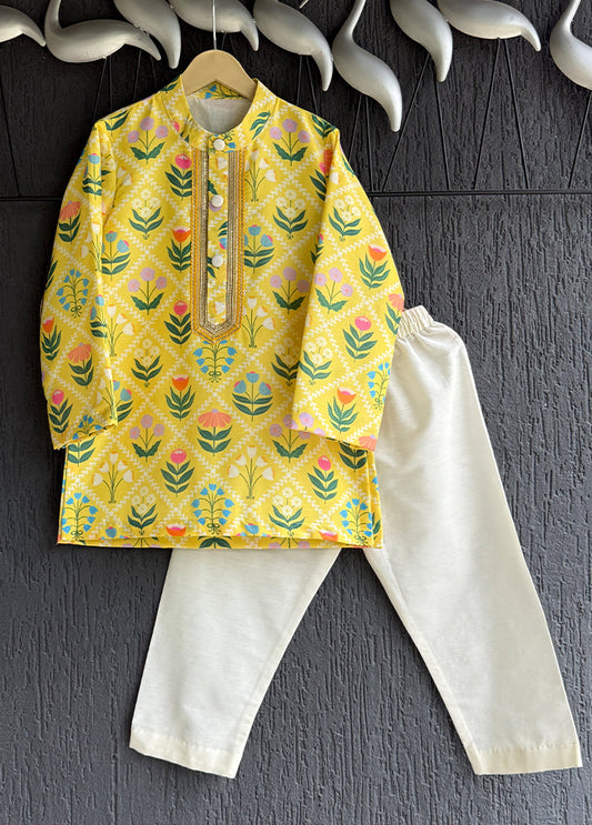Yellow Silk Kurta & Pajama Set