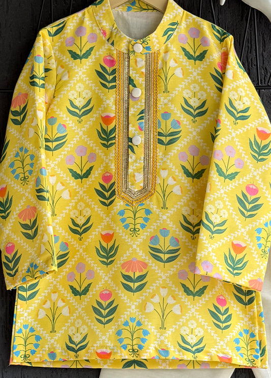 Yellow Silk Kurta & Pajama Set