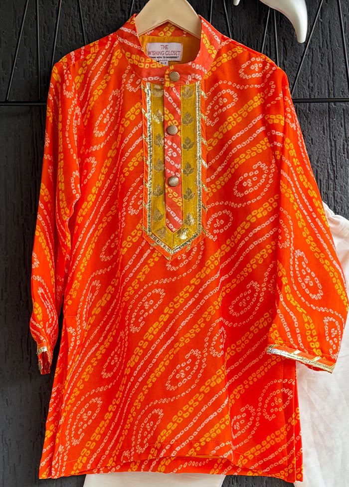 Orange cotton Kurta & Pajama Set