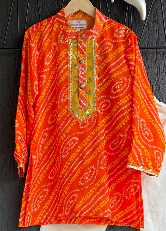 Orange cotton Kurta & Pajama Set