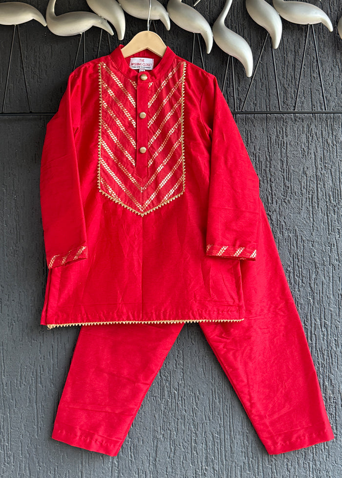 Red cotton Kurta & Pajama Set