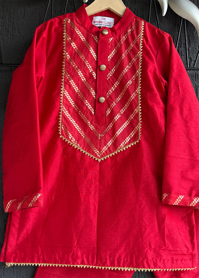 Red cotton Kurta & Pajama Set