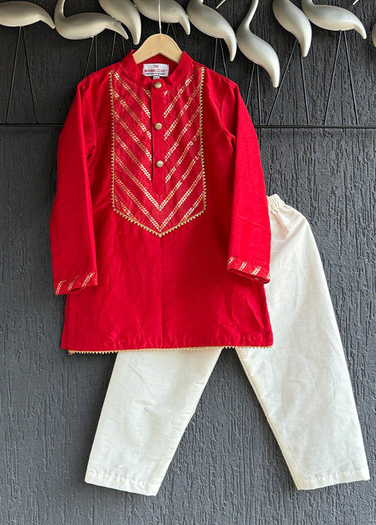 Red cotton Kurta & Pajama Set