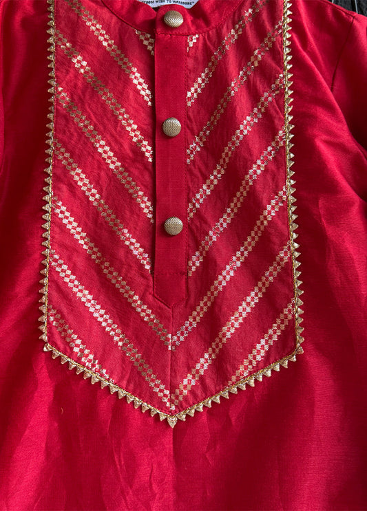 Red cotton Kurta & Pajama Set