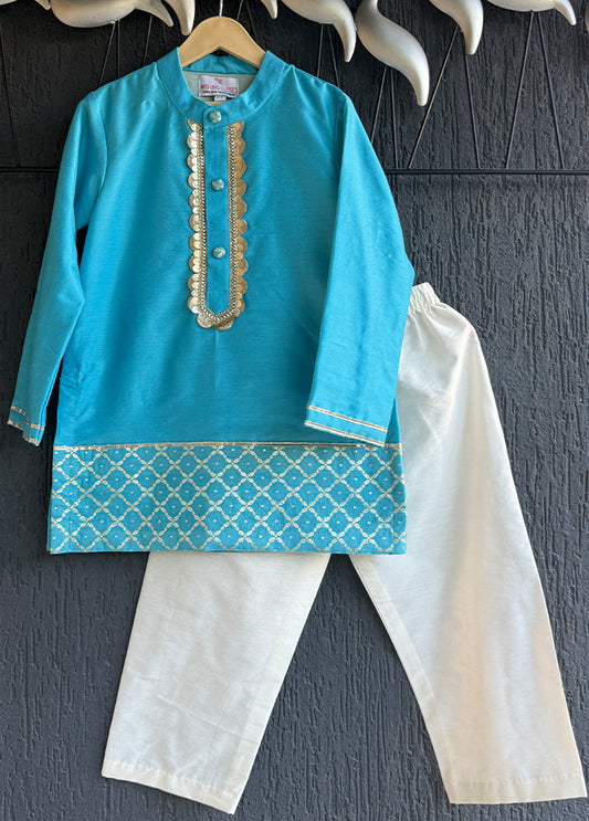 Blue Silk Kurta & Pajama Set