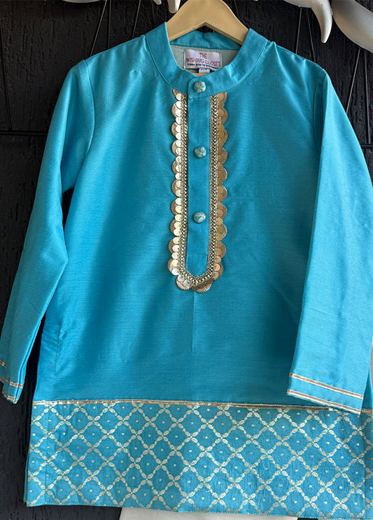Blue Silk Kurta & Pajama Set
