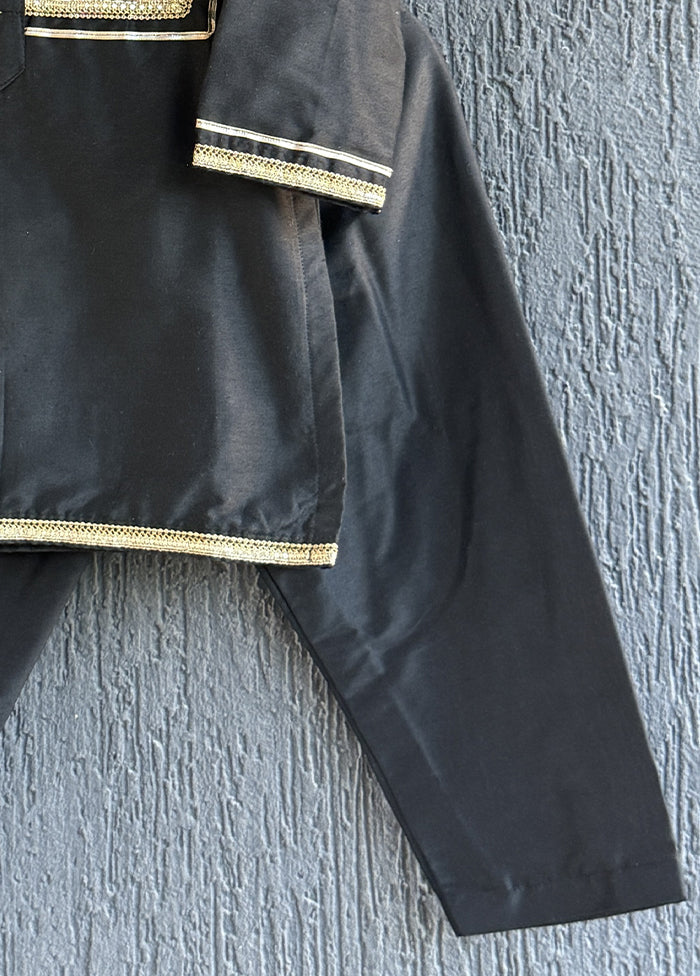 Black Silk Kurta & Pajama Set
