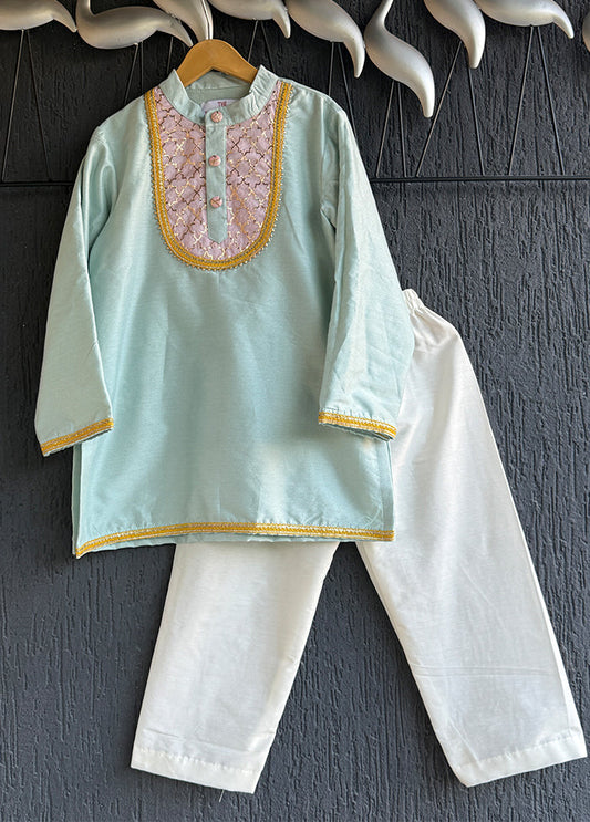 Blue Silk Kurta & Pajama Set