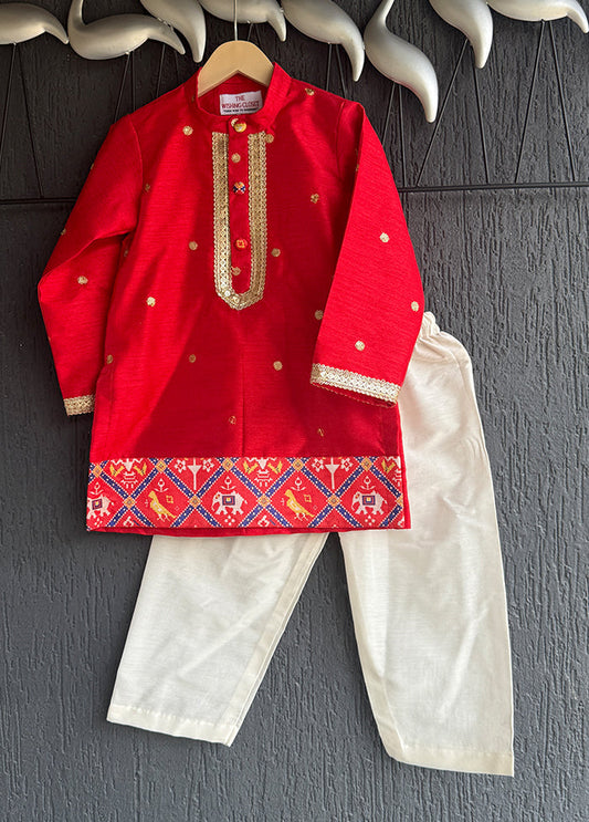 Red Silk Kurta & Pajama Set