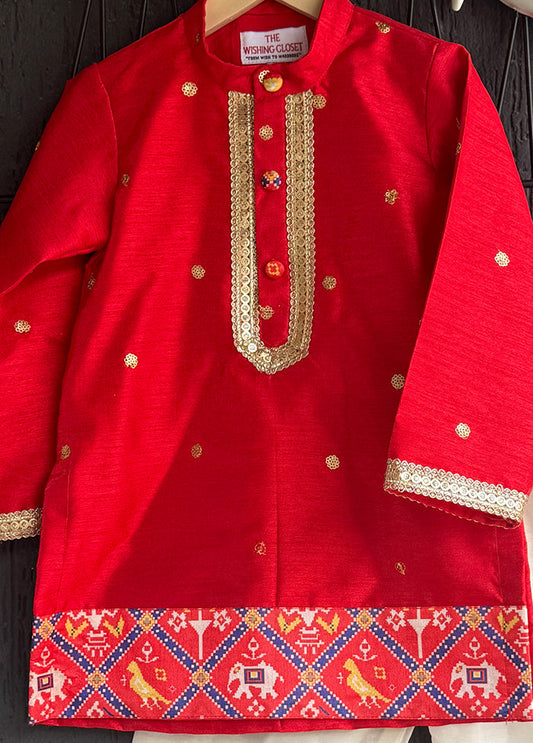 Red Silk Kurta & Pajama Set