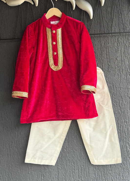 Red Silk Kurta & Pajama Set