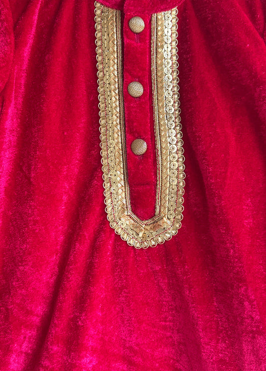 Red Silk Kurta & Pajama Set