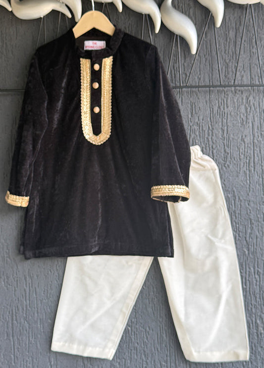 Black Silk Kurta & Pajama Set