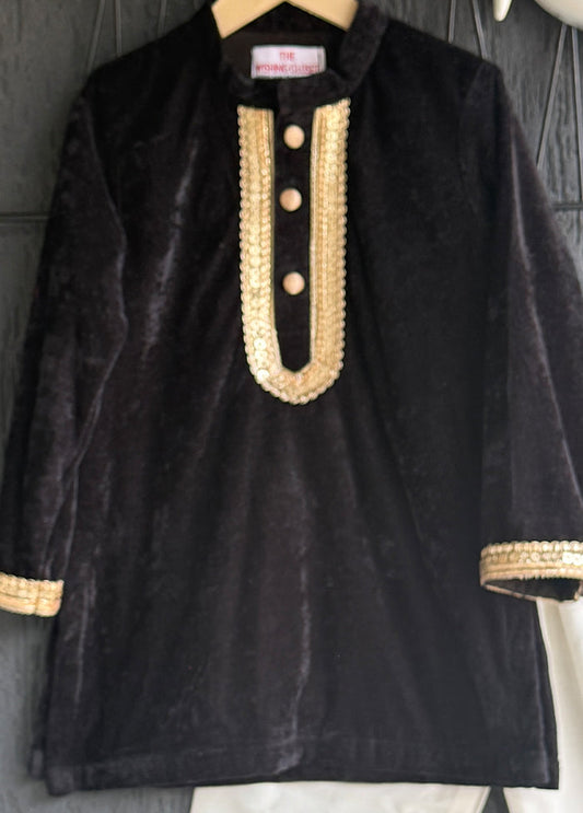 Black Silk Kurta & Pajama Set