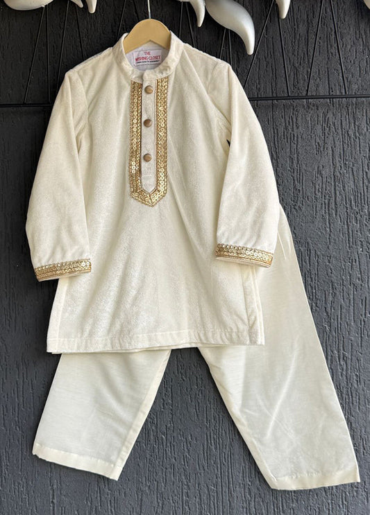 Cream Silk Kurta & Pajama Set